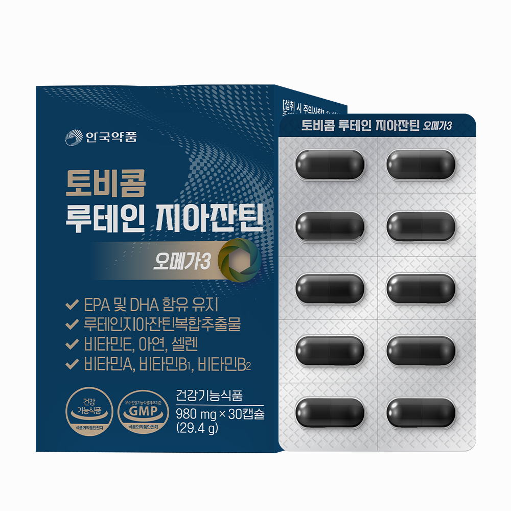 안국약품 토비콤 루테인 지아잔틴 오메가3 980mg x 30캡슐, 6개