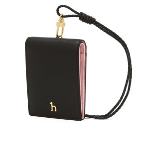 [헤지스 액세서리] [백화점BEST]블랙 가죽 퍼피 배색 목걸이형 카드지갑 HIHO5F603BK