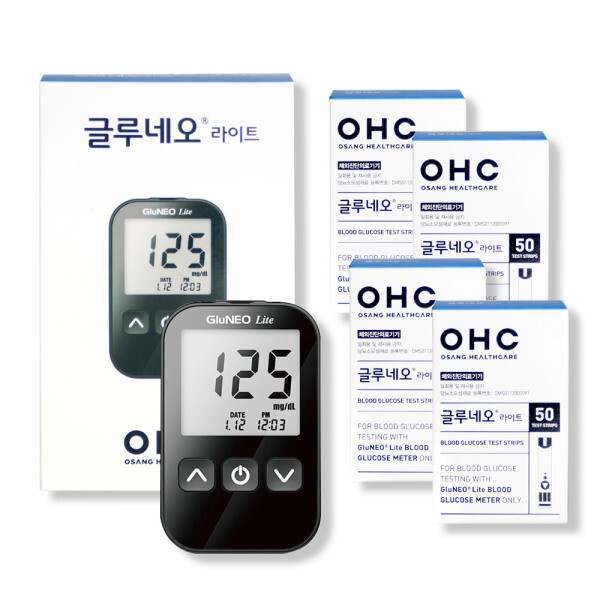 메디위 글루네오 라이트 <b>혈당</b>계 +시험지200매+침210개+솜200매 <b>혈당</b>측정기