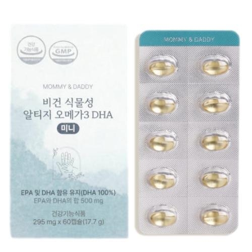 마미앤대디 <b>비건</b> <b>식물성</b> 알티지 <b>오메가</b>3 DHA 미니 295mg x 60캡슐, 1개
