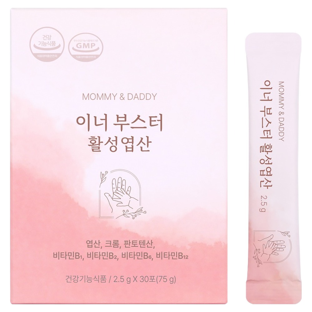 <b>마미앤대디</b> 이너 부스터 활성엽산 2.5g x 30포, 4개
