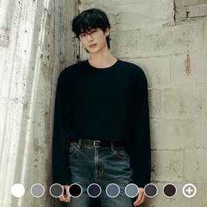 지오다노 025910 [변우석] 코튼 저지 크루넥 솔리드 긴팔티