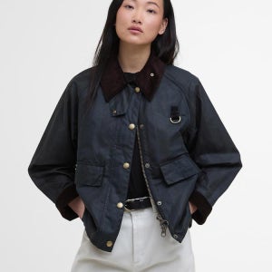 [바버] 여성 카키 Dundee 타탄 Spey 왁스 자켓 URJU5F307E2