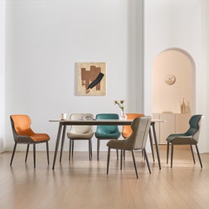 마홀앤 루체 양면 세라믹 4인 1800 식탁 + 의자6 화이트 그레이