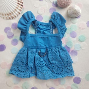 꼬리살롱마린 블루 러플 미니 드레스