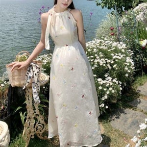 [로디] [오늘출발] 리본 패턴 민소매 원피스 러블리룩