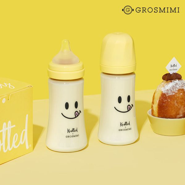 [그로미미] 스마일 PPSU 젖병 트윈팩 300ml (젖병2개,젖꼭지미포함)