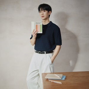 [마인드브릿지] 정해인 케이블카라반팔니트 MZKT3123