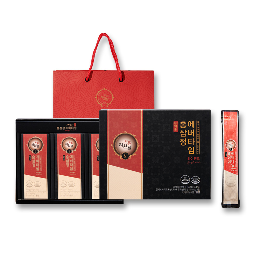 <b>려원담</b> 6년근 <b>홍삼</b>정 에버타임 하이엔드 10g x 30포, 2개