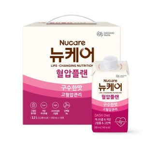 [본사공식몰] 뉴케어 혈압플랜 구수한맛 200ml (16팩) 대상웰라이프 고혈압 환자 영양식 시니어 부모님 영양조제식품 영양식