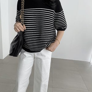 (20% SALE) 양두 루즈핏 스트라이프 니트(3C)