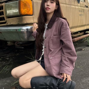 [올리브 데 올리브] [해삐 착용]코듀로이 배색 루즈핏 포켓 데님 점퍼 OJ5XM2770 5007484683