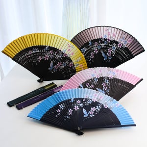 박씨상방 예쁜 전통 실크부채 접이식 대나무 여름선물 꽃나비 여성용 남성용