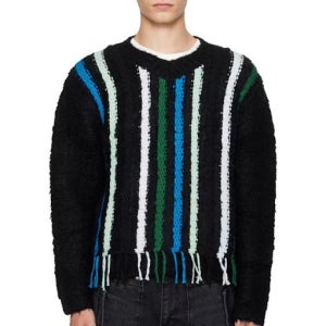 앤더슨벨 Black V Neck Reverse Stripe Sweater 252375M206000 252375M206000