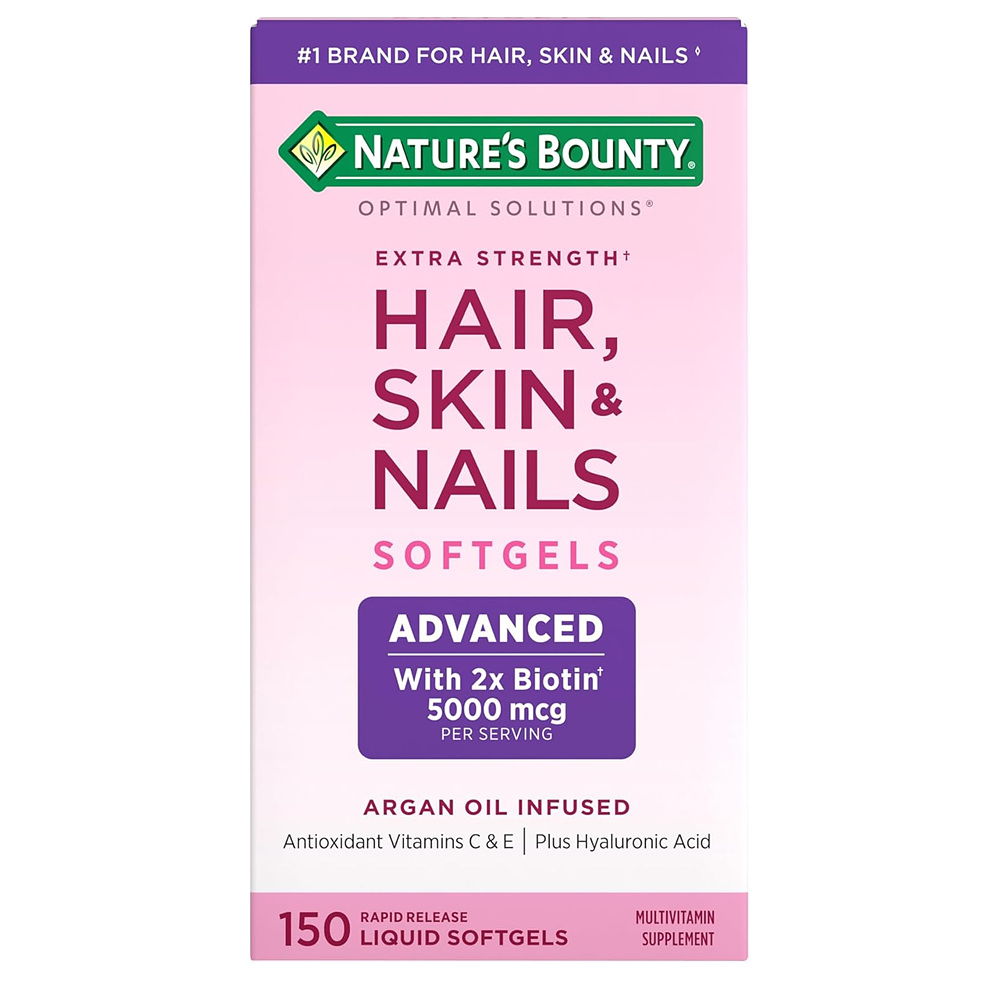 내이처스 바운티 <b>옵티마</b> 솔루션 헤어 스킨 네일 아르간 오일 Nature’s Bounty Extra Strength Hair Skin &amp; Nails 150정