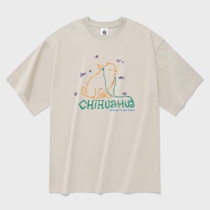 [라디네오] 치와와 반팔 티셔츠 베이지