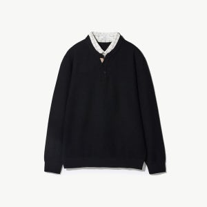 [에스티코] WARM_셔츠 레이어드_헨리넥 블랙