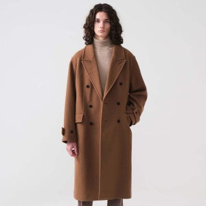 [에스티코] 더블 브레스티드 WOOL 코트_브라운 (오버핏)