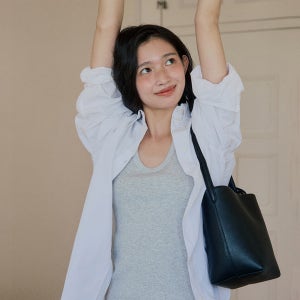 [넛넛] Leather Bucket Bag - BLACK