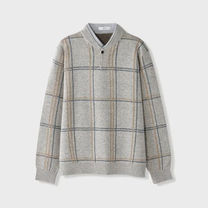 [에스티코] 셔츠레이어 헨리넥 니트 (클래식핏) (그레이)