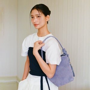 [넛넛] Leather Bucket Bag - BLUE