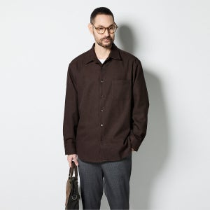 [에스티코] 트윌 조직 아우터형 셔츠_브라운 (오버핏)