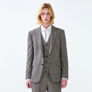 [에스티코] 클래식핏 하운드투스 체크 수트자켓 (베이지)