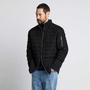 [에스티코] 블랙 스웨이드 퀼팅 패딩 점퍼