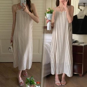 [로디] [오늘출발] 세로 스트라이프 나시 롱원피스