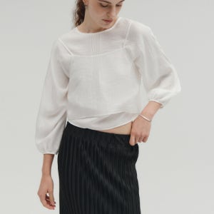[솔티페블] SHEER BALLOON SLEEVE BLOUSE & CAMISOLE SET [WHITE] SK3C2MSL80WHA