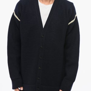 메종마르지엘라 브이넥 니트 가디건 울 데님 MM1 Wool Cardigan with V Neck and Denim Patches 694854 143205702