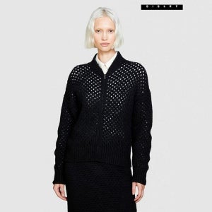 시슬리 크로셰 니트 집업 3F_143WM500G_BK