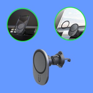 [온누리상품] 15W 차량용 고속 맥세이프 무선 충전 거치대 갤럭시 아이폰 호환 메탈 플레이트 링 포함