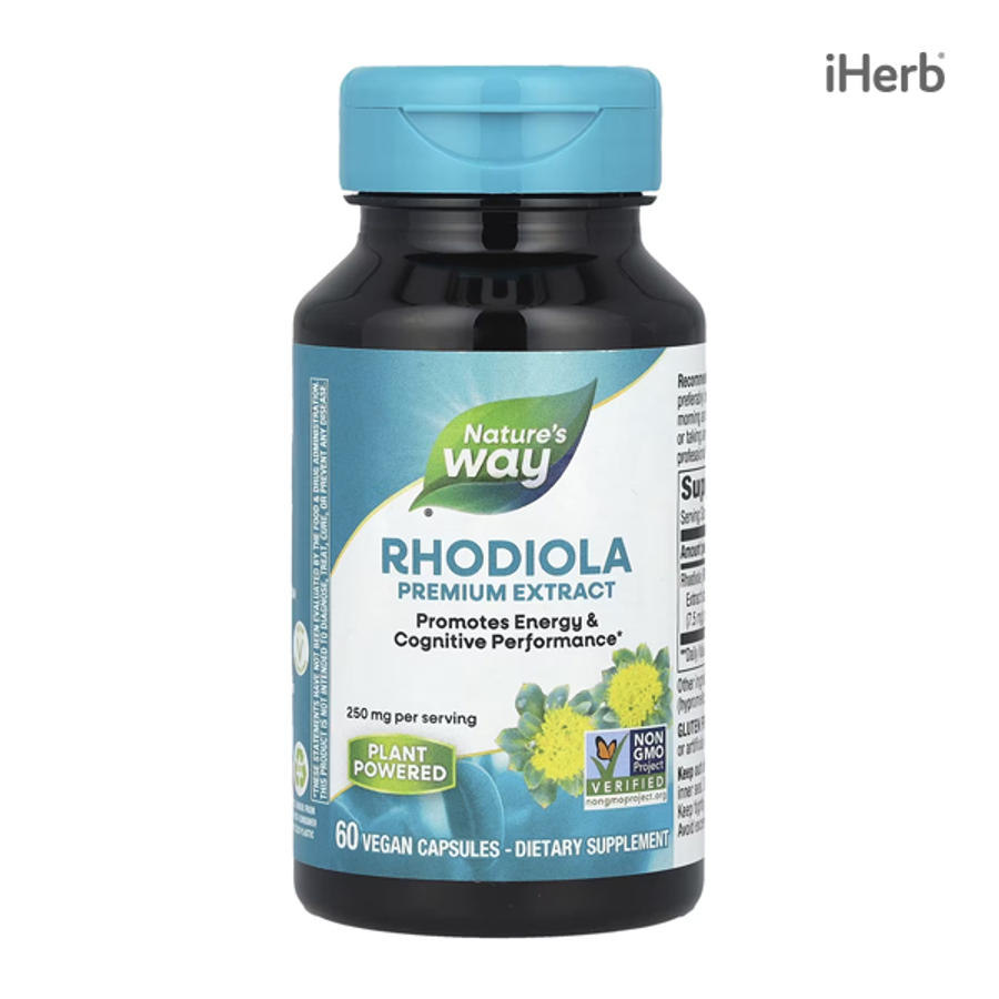 [아이허브] <b>네이쳐스웨이</b> 로디올라 250mg 60캡슐, 홍경천 에너지 지구력 <b>활력</b> <b>Nature’s Way</b>