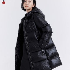 닉스 NIX여) 나일론 덕다운80/20 - 지퍼포인트 후드 샤이니 에이라인 (FNRWCUH509P)