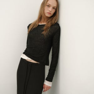 로우타이드 [6th Reorder] Layered Long Sleeve T-Shirt [Black]