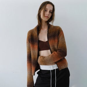 [엔오르] GRADATION ZIP-UP KNIT - ORANGE