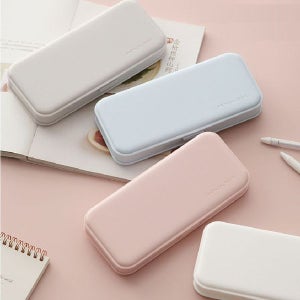 [엔와이코리아] 파스텔컬러 사각 필통 하드 심플디자인 깔끔한 외관 학생 펜슬케이스