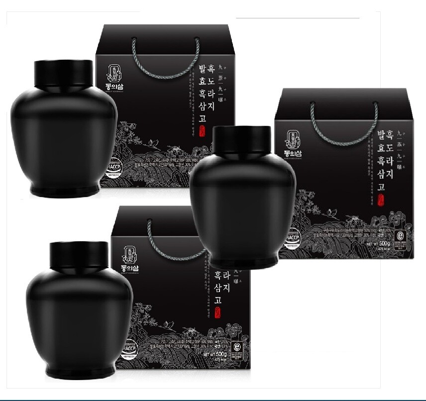 동의삼 식약처해썹인증 동의삼 구증구포 흑도라지 진액 발효 흑삼고 농축액 500g x 3박스
