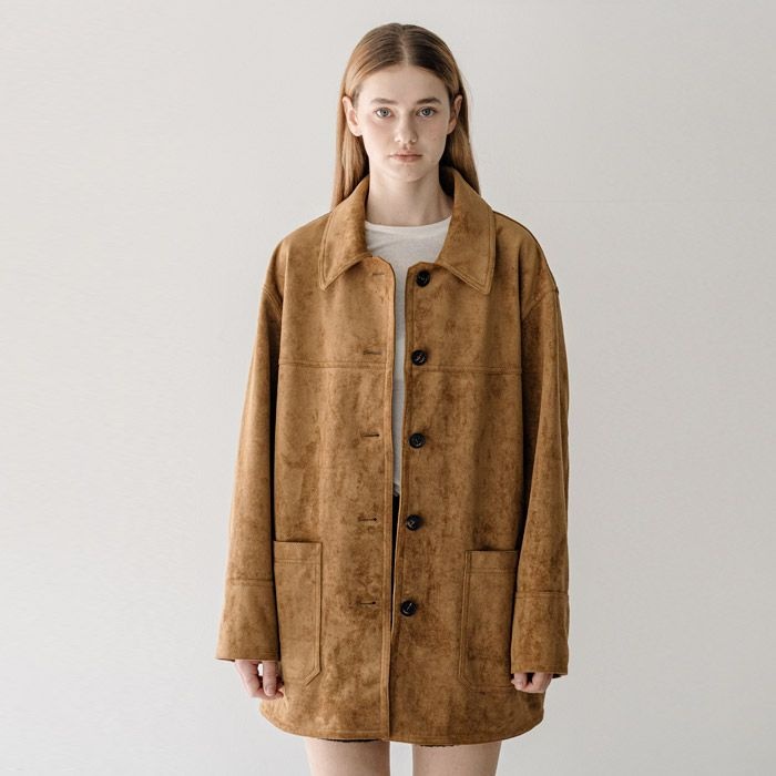 클루니 Suede half coat jacket - camel