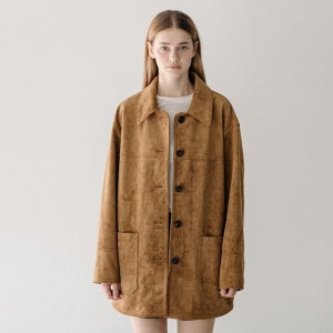 클루니 Suede half coat jacket - camel