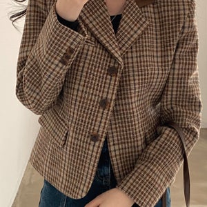 클래식 모아르 체크 자켓