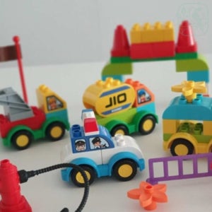 하다스 장난감블럭 124P 블록자동차세트 듀플로호환블록 로봇합체완구