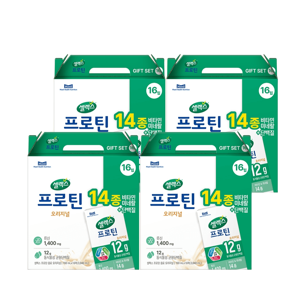 <b>셀렉스</b> 마시는 프로틴 음료 오리지널 190ml 16개 4개