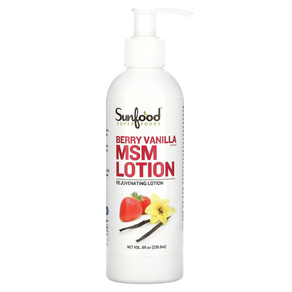 <b>Sunfood MSM</b> 로션 리쥬베네이팅 크림 베리 바닐라 8 fl oz (236.6 ml) 2팩  1개  236.6ml
