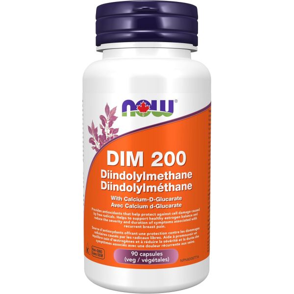 칼슘 <b>d</b> 글루카레이트 90비건캡슐이 포함 나우 <b>DIM</b> 200mg  1개  90정