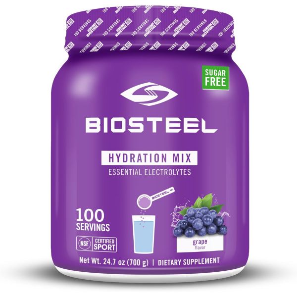 스포츠 <b>운동</b> 음료 믹스 파우더 BIOSTEEL <b>바이오스틸</b> 제로 설탕 수분 보충 5가지 필수 전해질이 함유된 맛있는 공급 레인보우 트위스트 맛 한 통  포도