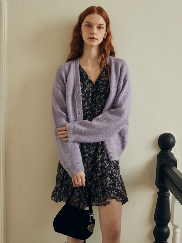 [오앨] MOHAIR WOOL BAMBI CARDIGAN_LIGHT VIOLET