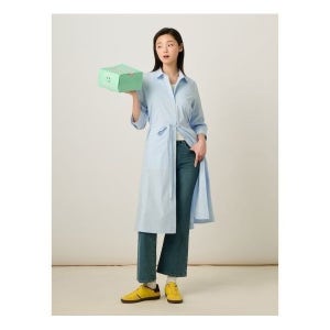 빈폴레이디스 25SS폴리 혼방 7부 소매 셔츠 원피스 스카이블루 BF5271C02Q 217193