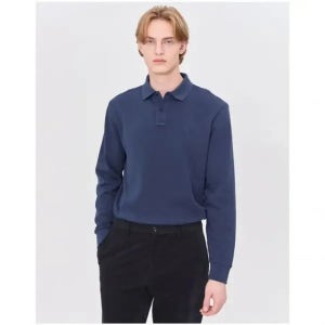 24FW 헤지스 남성 라이트네이비 단색 면혼방 긴팔카라티셔츠 WHTS4D432N1